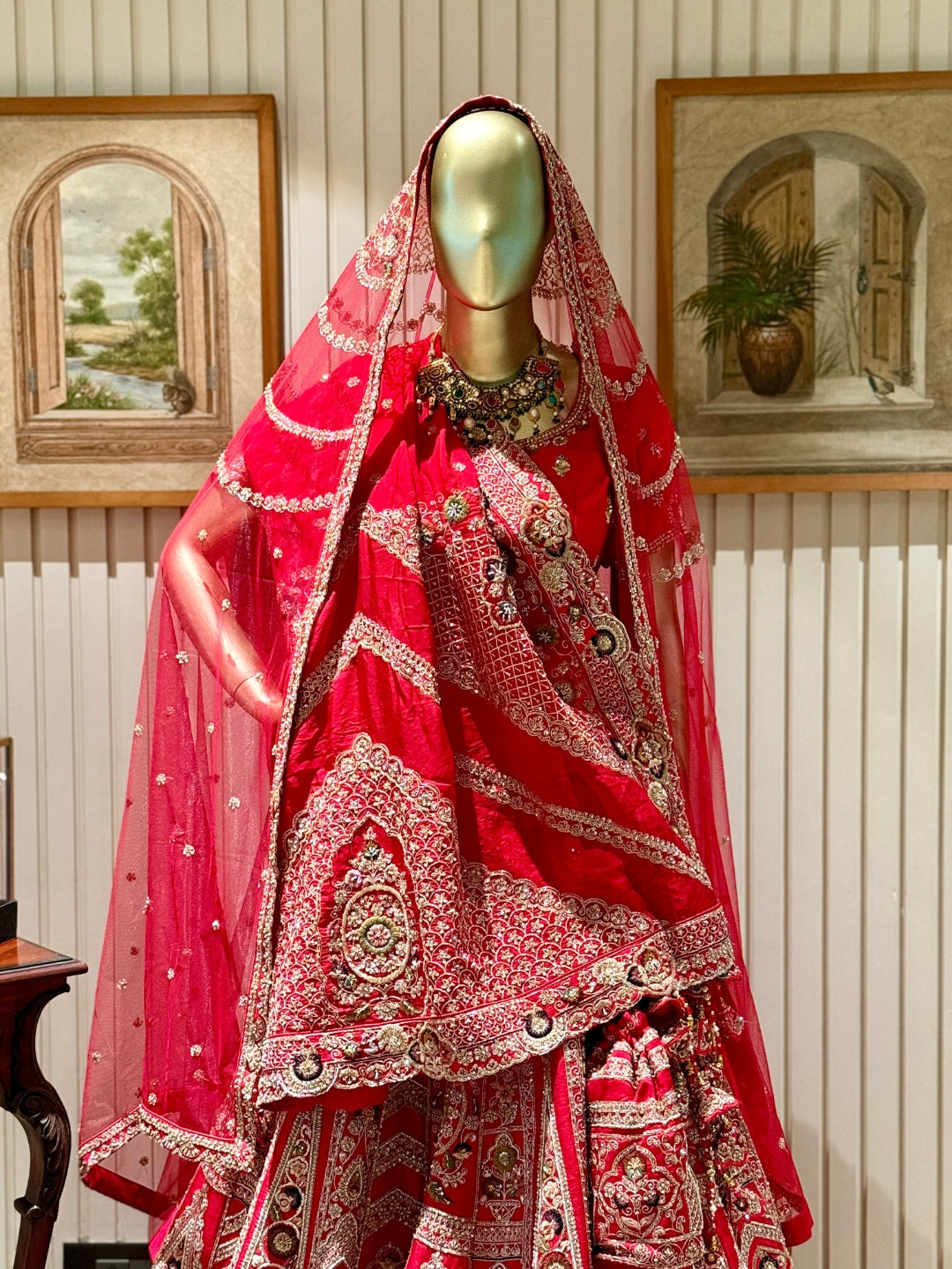 Zardozi Hand-Embroidered and Mirror Work Embellished Bridal Lehenga Choli