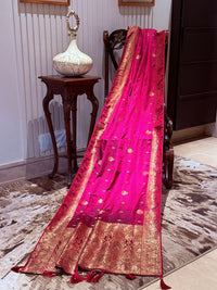 Banarasi Art Silk Saree with Gold Zari Paisleys & Antique Broad Border