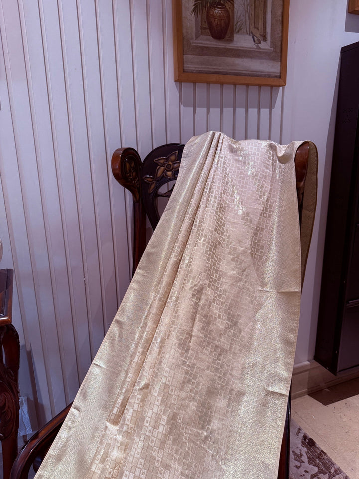 Banarasi Art Silk Saree with Geometric Squares & Wide Self-woven Border