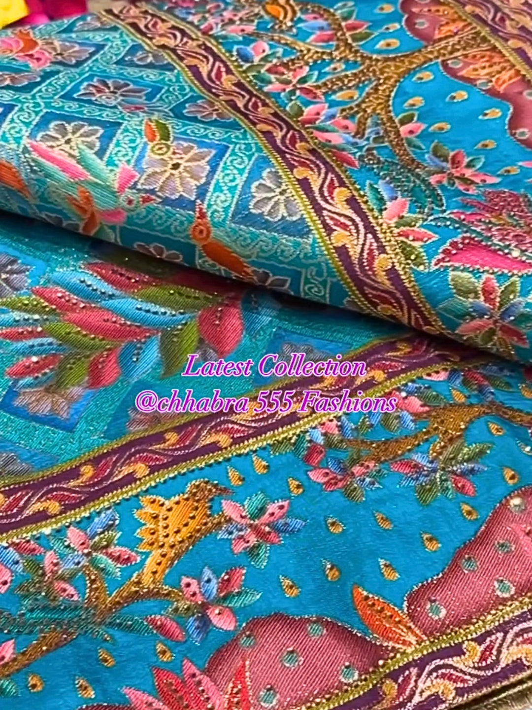 Teal Blue Banarasi Art Silk Saree with Multicolor Meenakari Work & Animal Motif