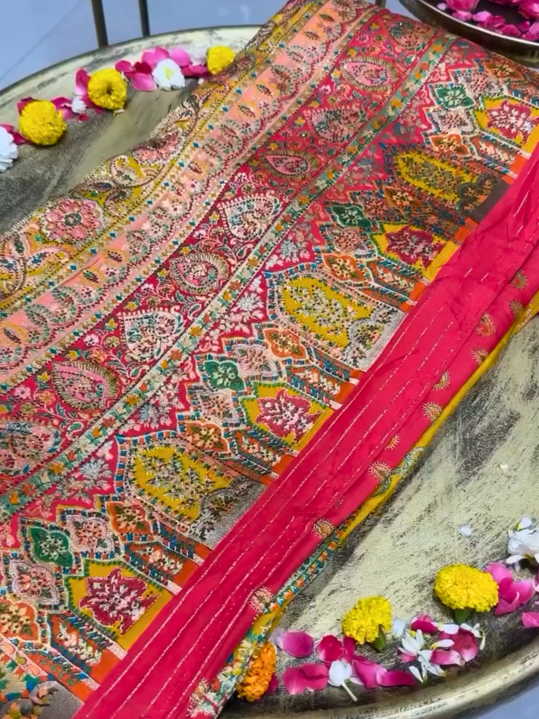 Banarasi Handloom Beads & Stones Embellished with Meenakari Weaving traditional saree