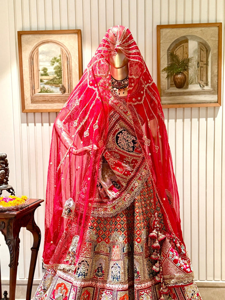 Handcrafted Zari, Mirror Work & Traditional Motifs Embroidered Lehenga Choli Set with Dupatta