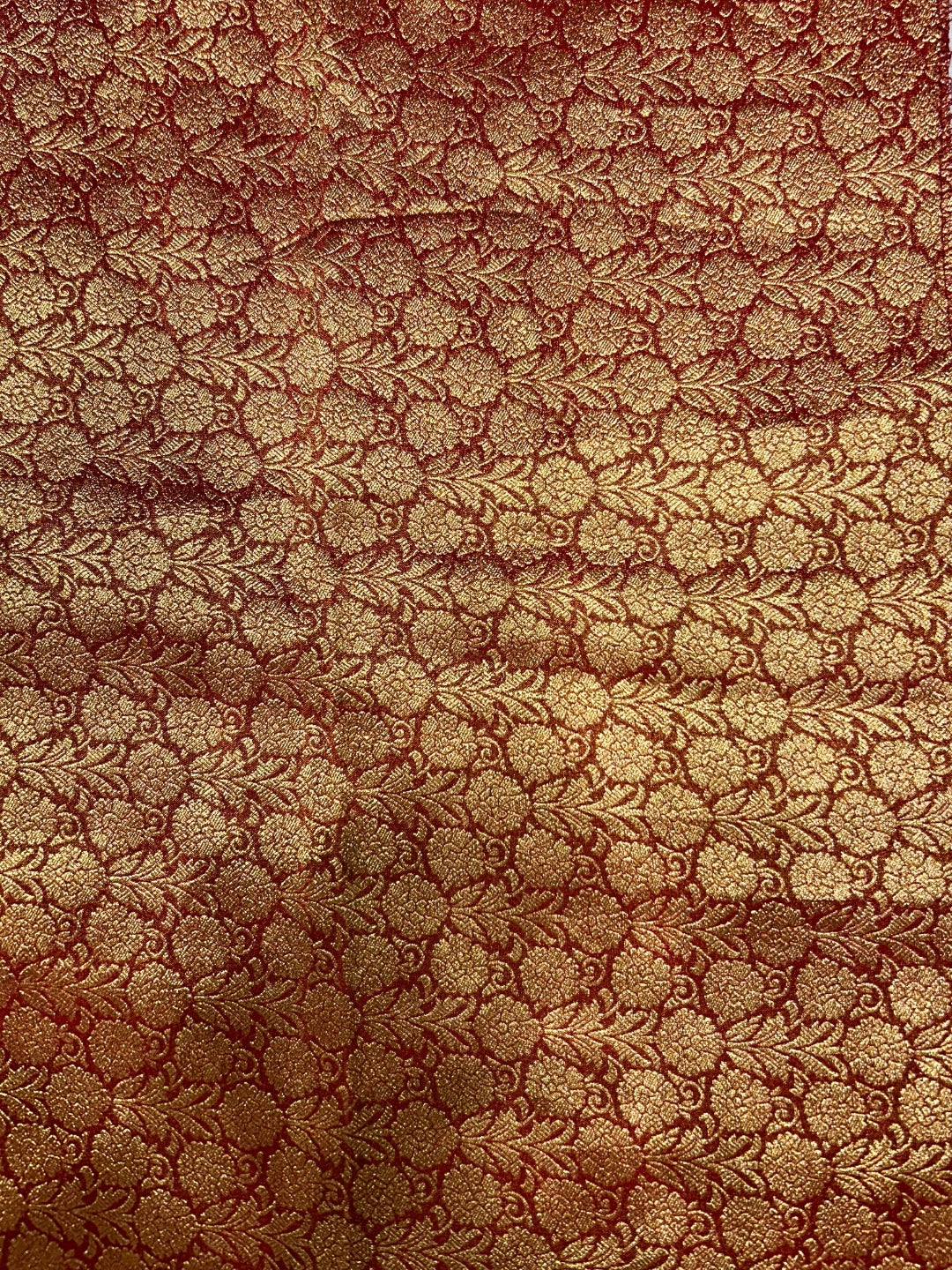 Mustard Yellow Banarasi Meenakari Saree with Floral Jaal & Red Zari Brocade Pallu
