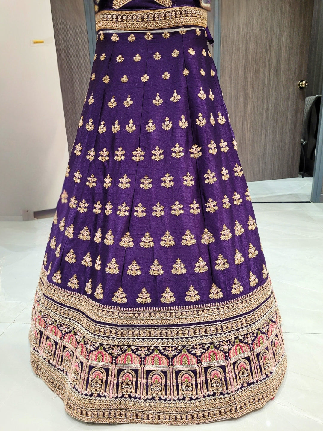 Zari, Sequin & Resham Embroidery Work Lehenga With Unstitched Blouse & Dupatta