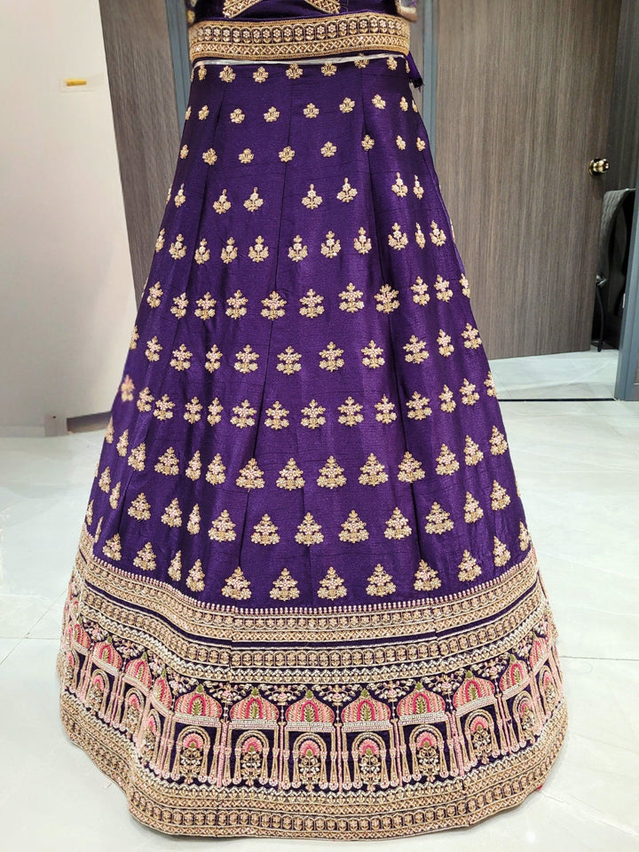 Zari, Sequin & Resham Embroidery Work Lehenga With Unstitched Blouse & Dupatta