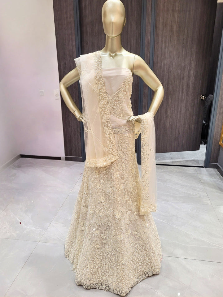 Lehenga with Pearl, Sequin & Bead Embroidery Work with Dupatta & unstitched Blouse