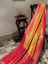 Radiant Orange and Pink Silk Saree