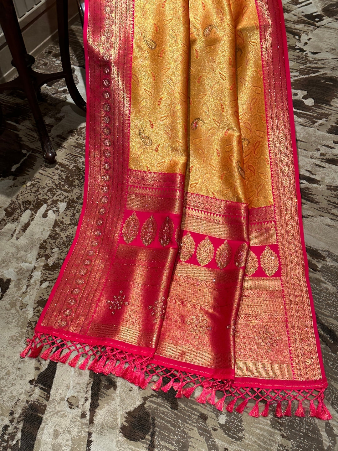 Radiant Orange and Pink Silk Saree