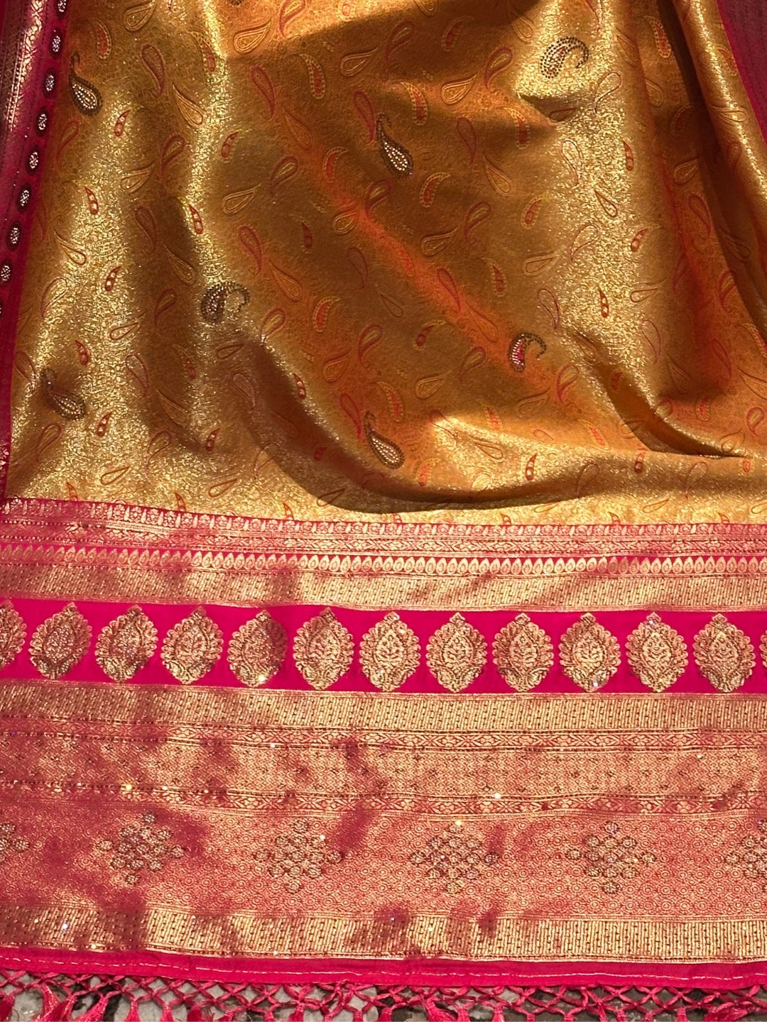 Radiant Orange and Pink Silk Saree