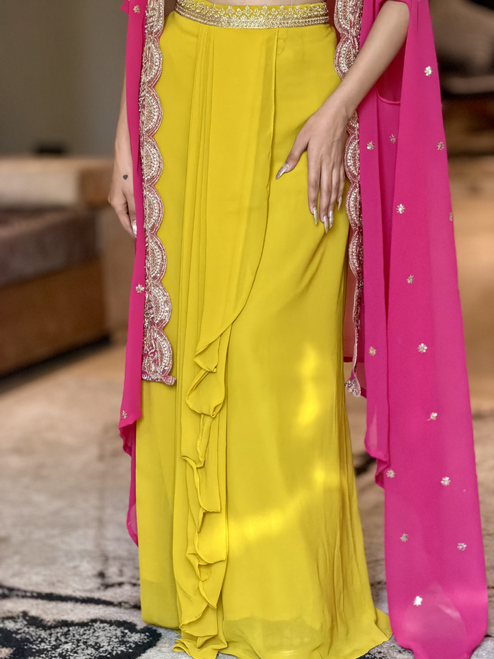 Silk Heavy Zari & Sequin Embroidered Crop Top with Dhoti