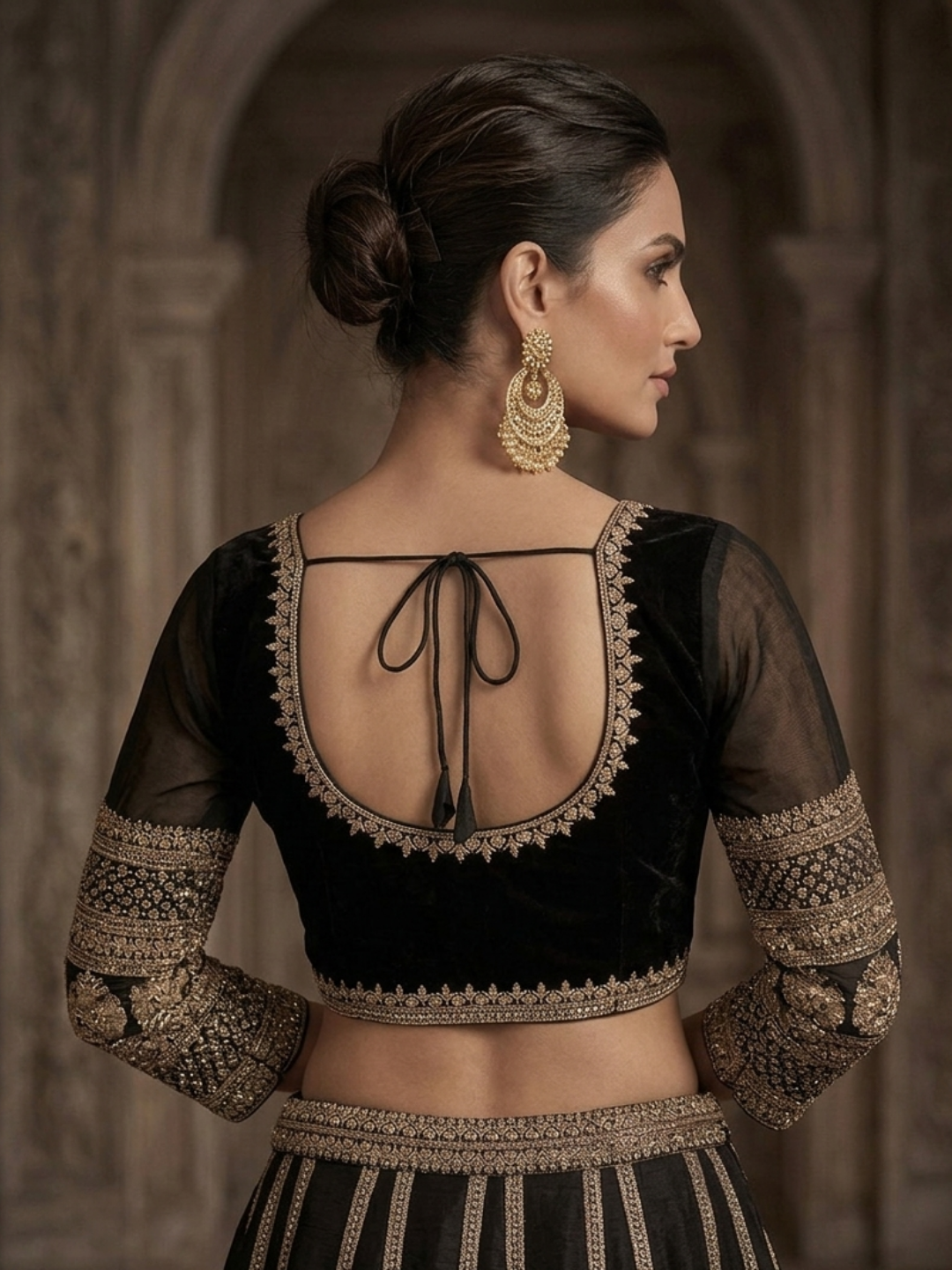 Silk Heavy Zari & Sequin Embroidered Lehenga Choli with Net Dupatta in Black