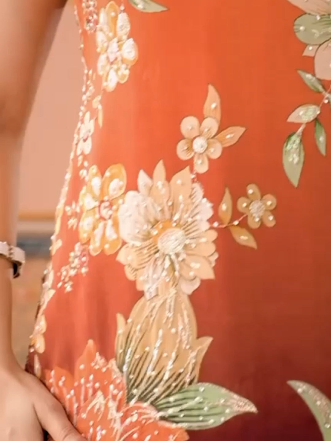 Floral Embroidered Kurta Palazzo Set with Sequin Net Dupatta