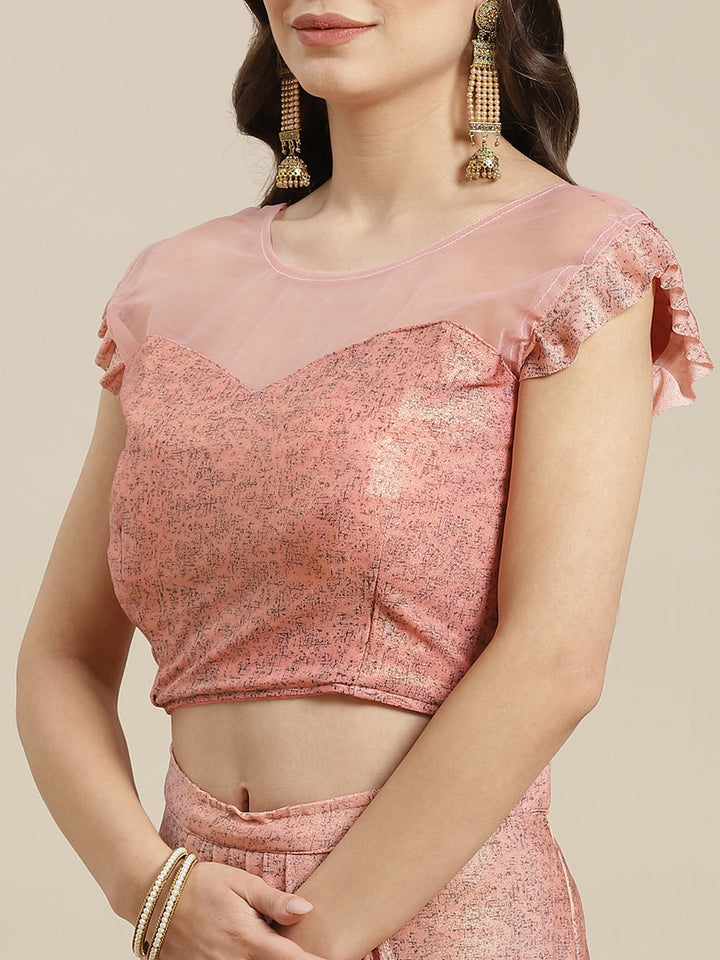 Ruffled Pre-Stitched Draped Pastel Shimmer Embellished Pleated Saree