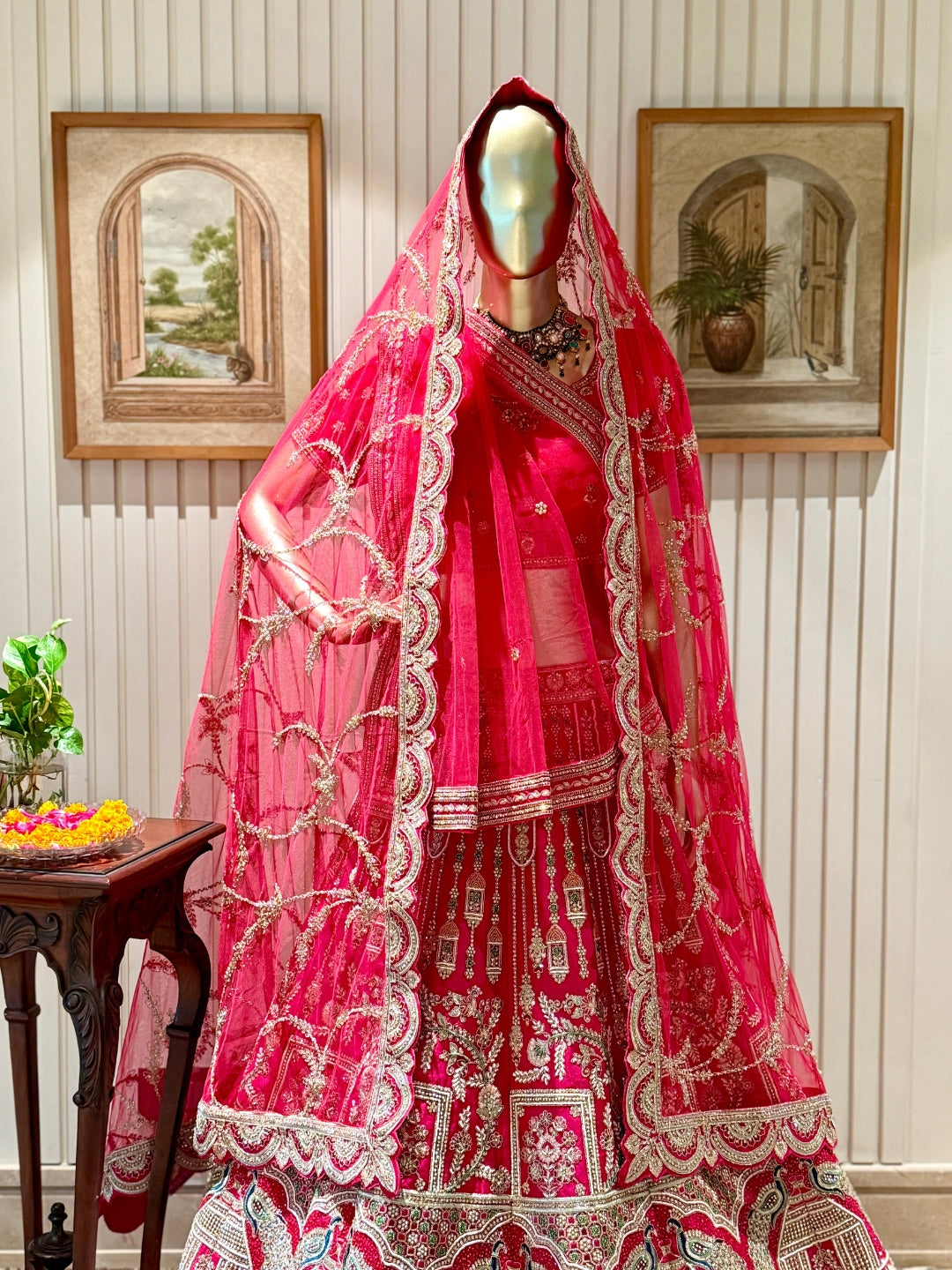 Embroidered Lehenga Choli Set with Heavy Zari and Stone Work Dupatta