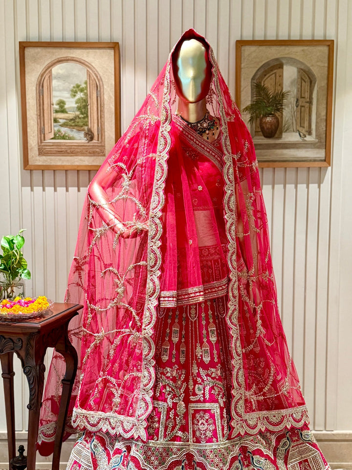 Embroidered Lehenga Choli Set with Heavy Zari and Stone Work Dupatta