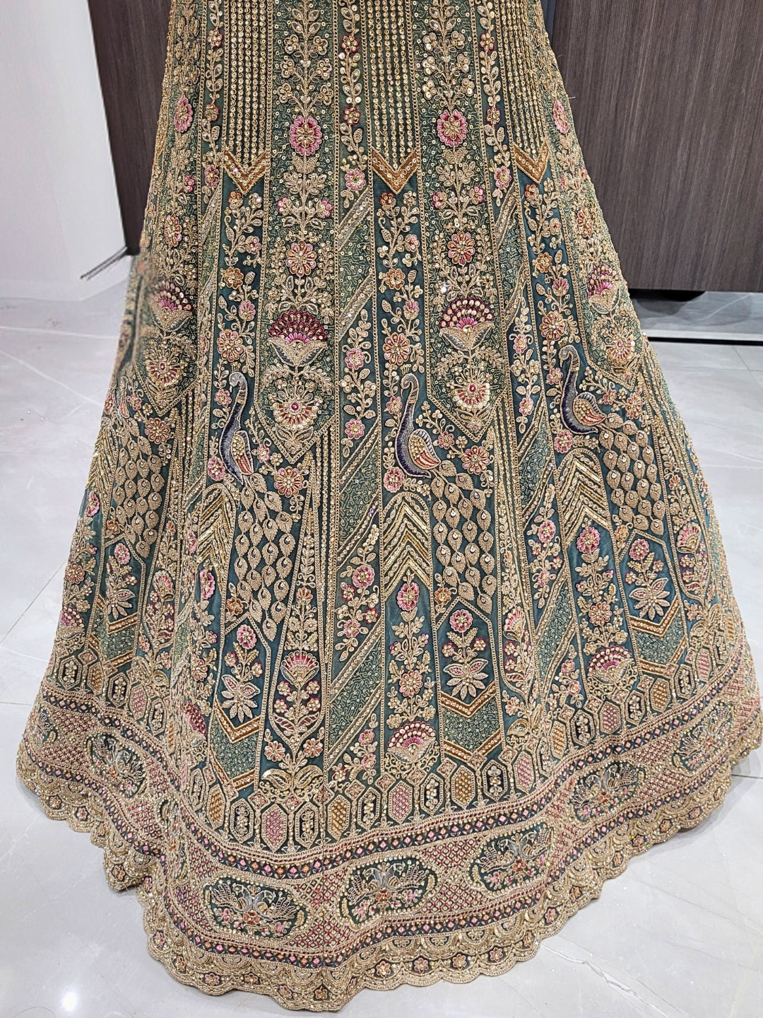 Heavy Zari, Dori, Sequins & Resham Embroidered Lehenga with Dupatta & unstitched Blouse