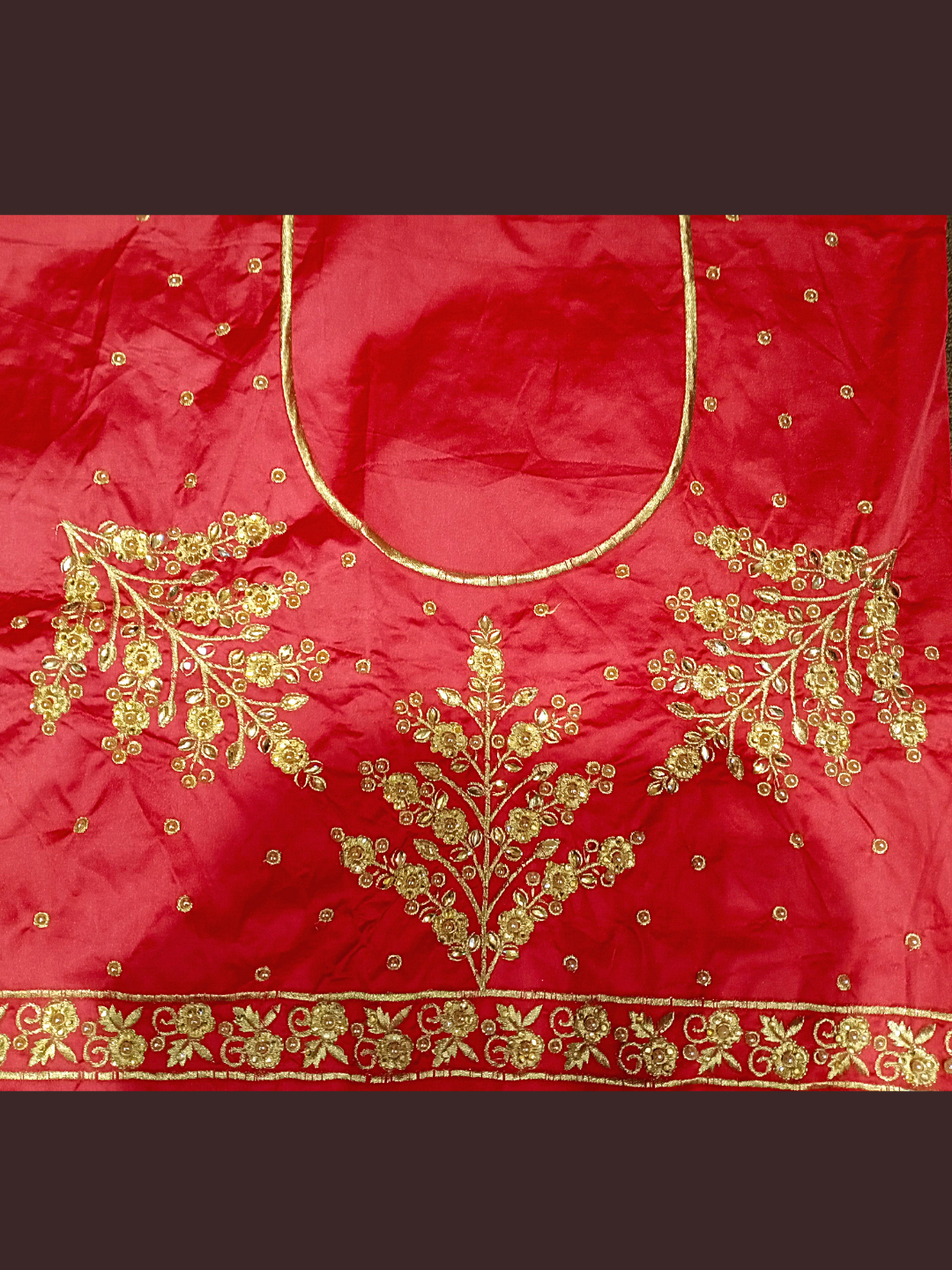 Embellished Semi-stitched Kalidar Lehenga with Gold Zari Embroidery