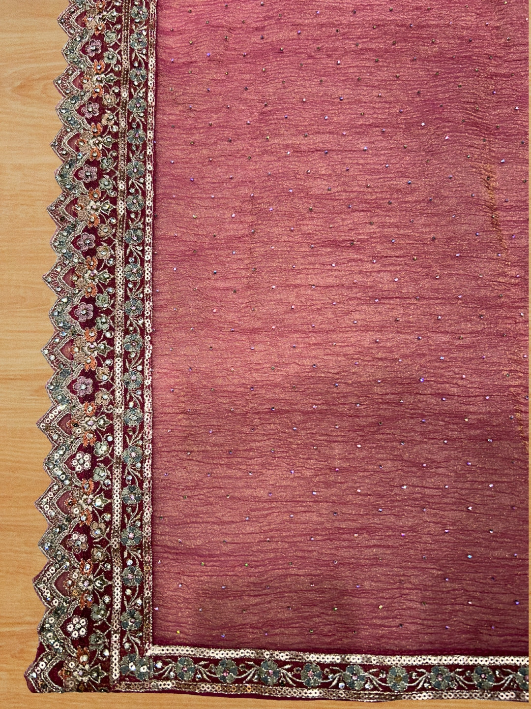 Mauve Pink Gharara Set with Zari, Sequin & Resham Embroidery and Pearl Detailing