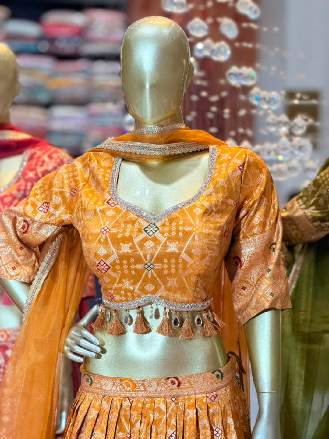 Banarasi Woven Lehenga Choli with Tassel Latkan Mustard