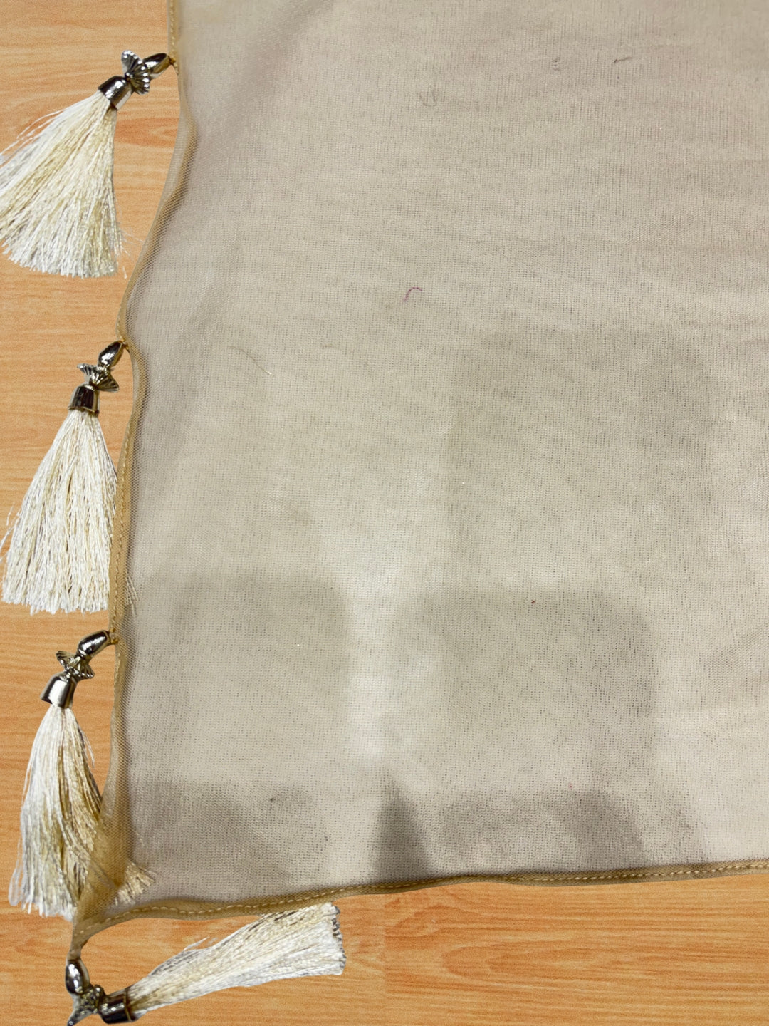 Ivory all-over thread embroidered kurta palazzo set with sequins and tasselled dupatta.