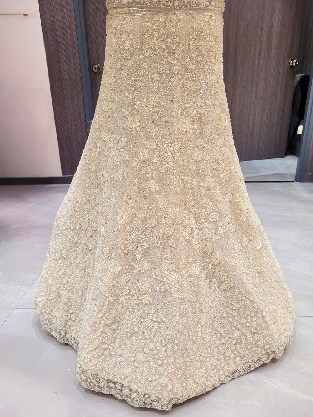 Lehenga with Pearl, Sequin & Bead Embroidery Work with Dupatta & unstitched Blouse