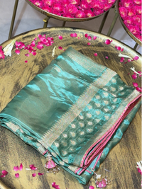 Banarasi Silk Heavy Zari Woven Floral Jaal Saree with Heavy Zari & Sequin Embroidered Blouse