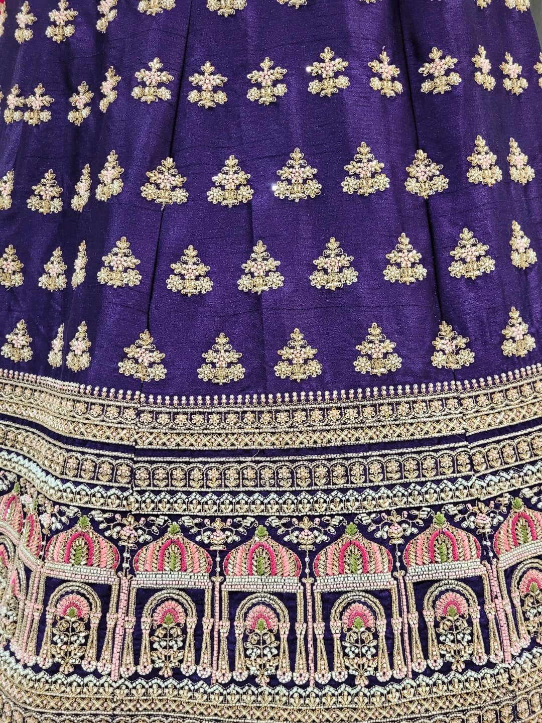 Zari, Sequin & Resham Embroidery Work Lehenga With Unstitched Blouse & Dupatta