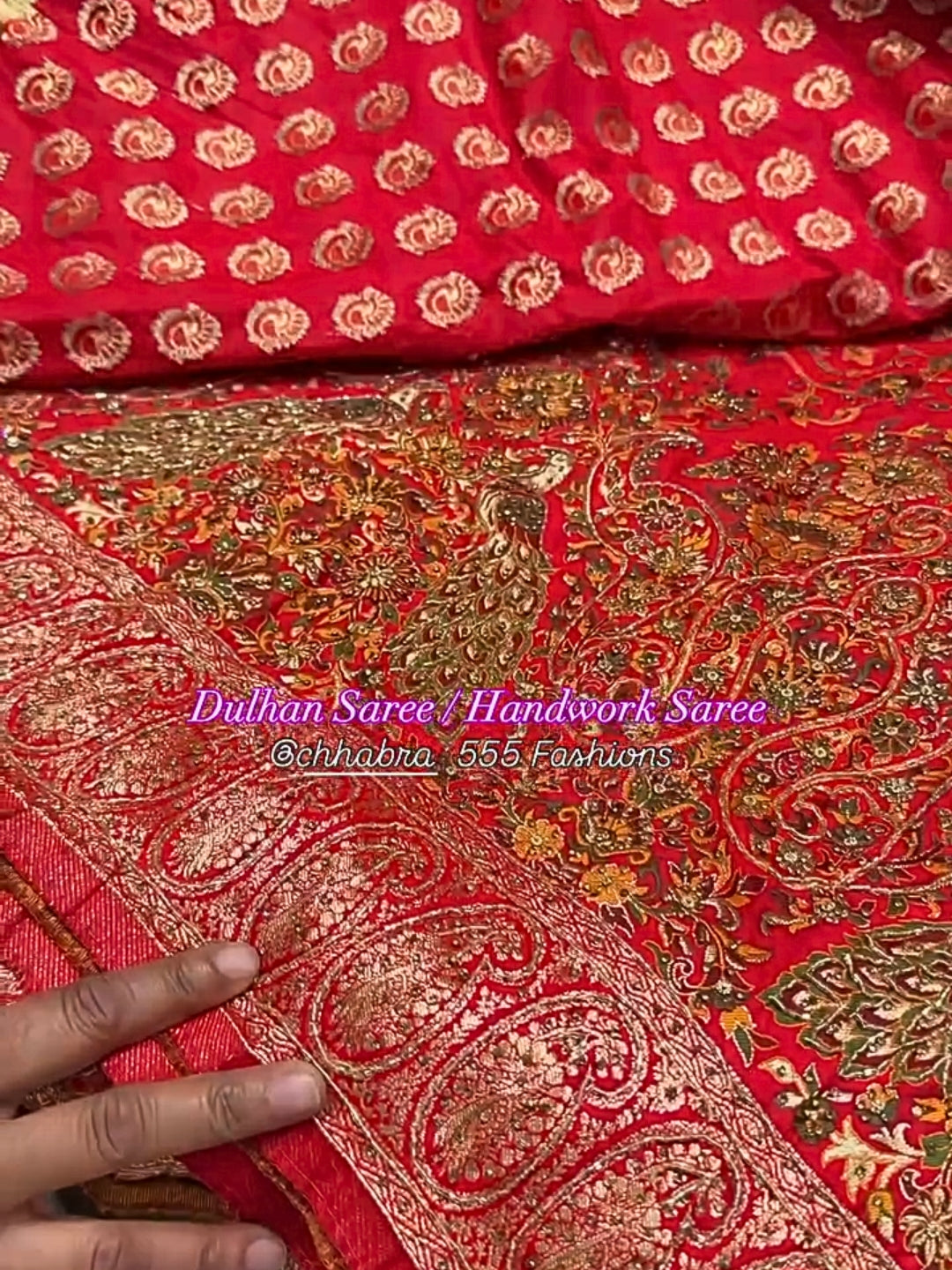 Royal Red Bridal Saree with Heavy Zari Hand Embroidery & Peacock Motif Work