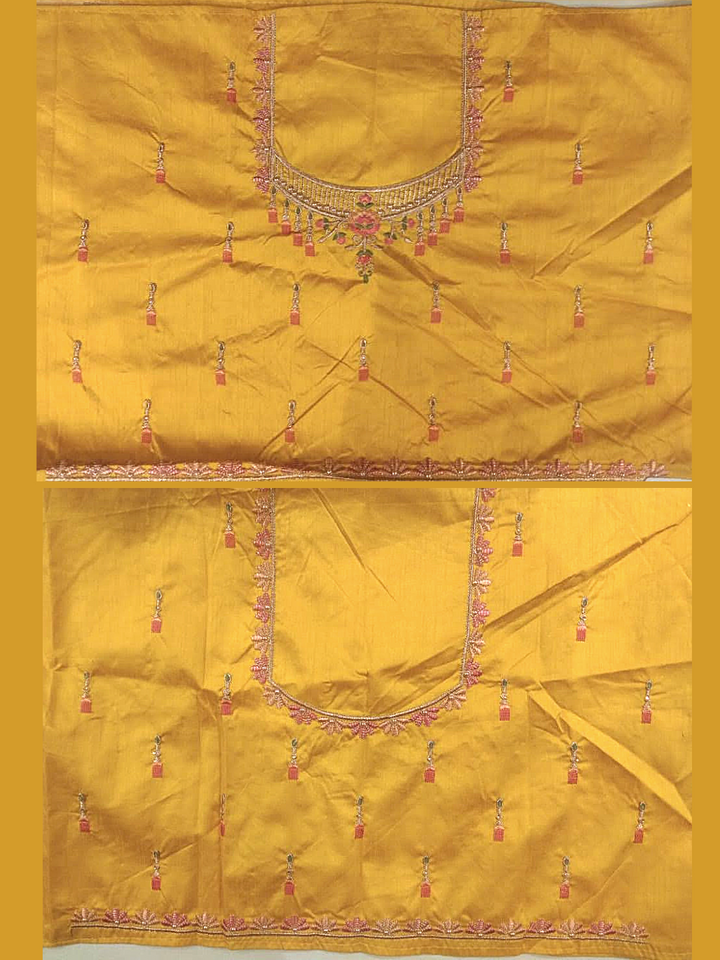 Yellow Semi-Stitched Silk Lehenga Set with Contrast Dupatta & Resham Embroidery
