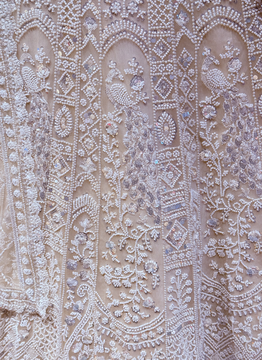 Statement Ivory Pearl Embroidered Lehenga