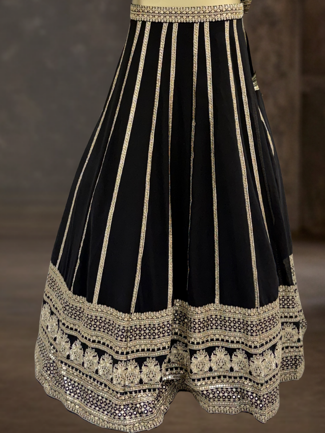 Silk Heavy Zari & Sequin Embroidered Lehenga Choli with Net Dupatta in Black
