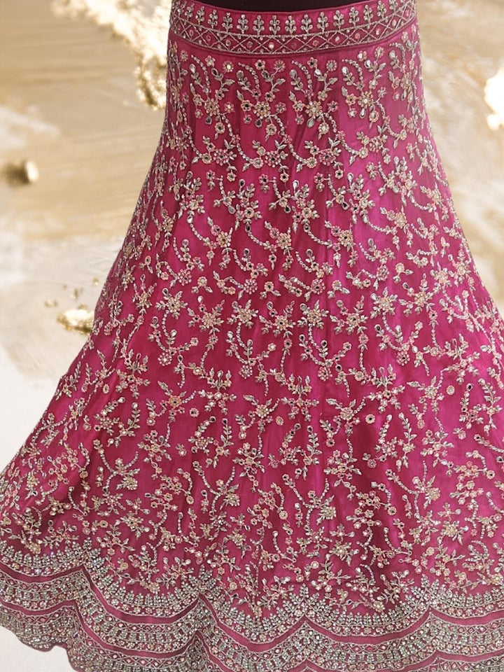 Pink Embroidered Mirror Work Bridal Lehenga Choli