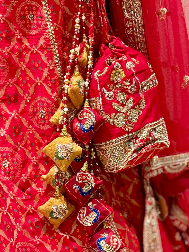Handcrafted Zari, Mirror Work & Traditional Motifs Embroidered Lehenga Choli Set with Dupatta