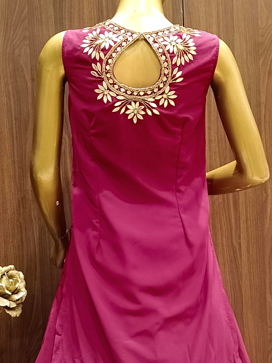 Wine Kurta Lehenga Set With Heavy Gold Hand Embroidery & Ethnic Motifs