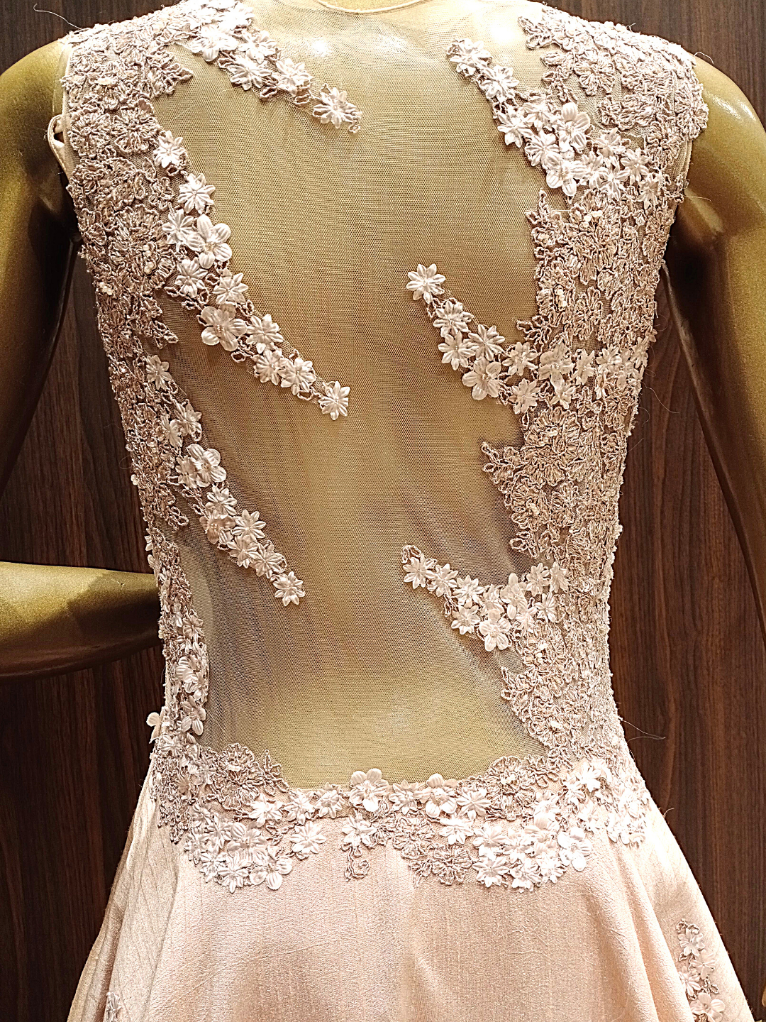Rose Gold Structured Jacket Gown With Resham Embroidery & Stylised Hemline