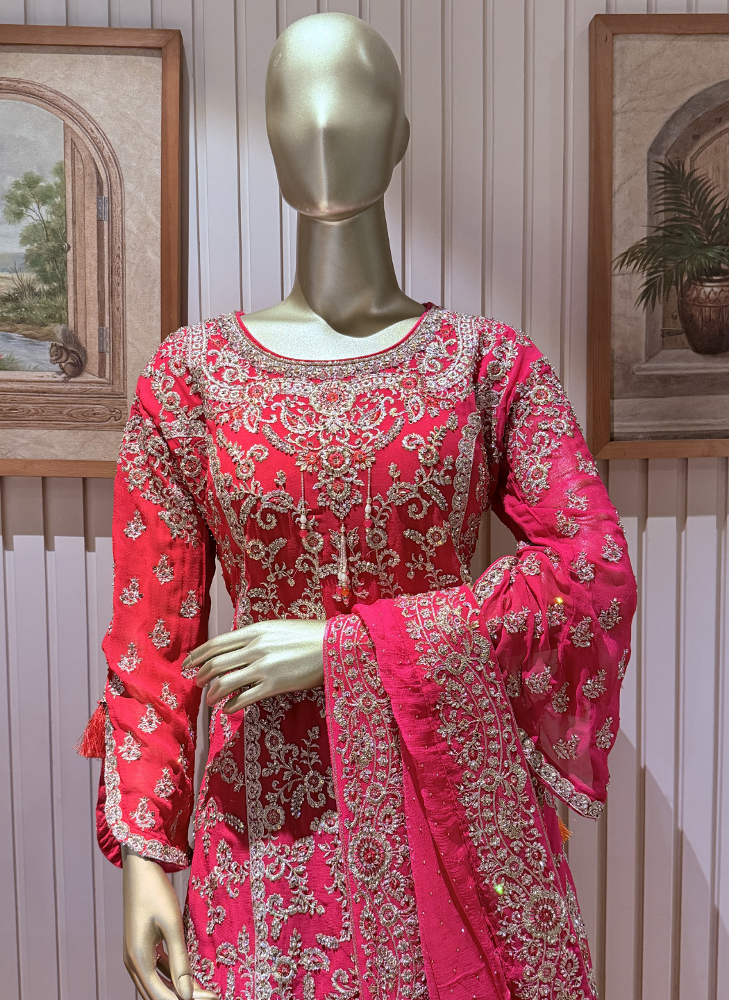Ombre Crepe Silk Embroidered Kurta with Banarasi Sharara