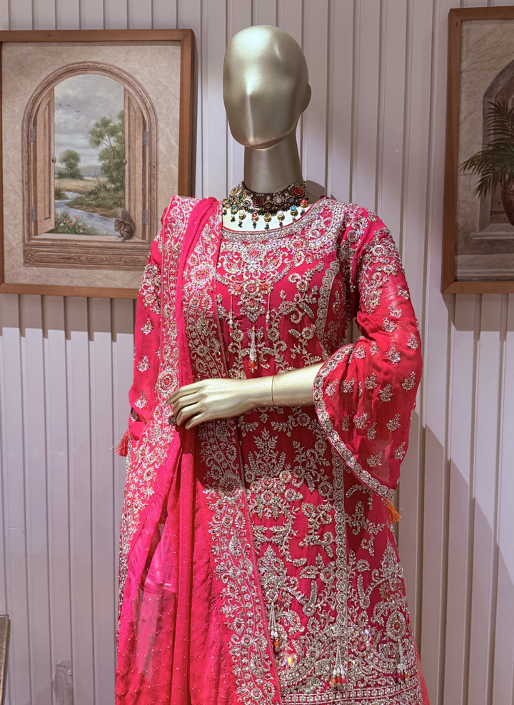 Ombre Crepe Silk Embroidered Kurta with Banarasi Sharara