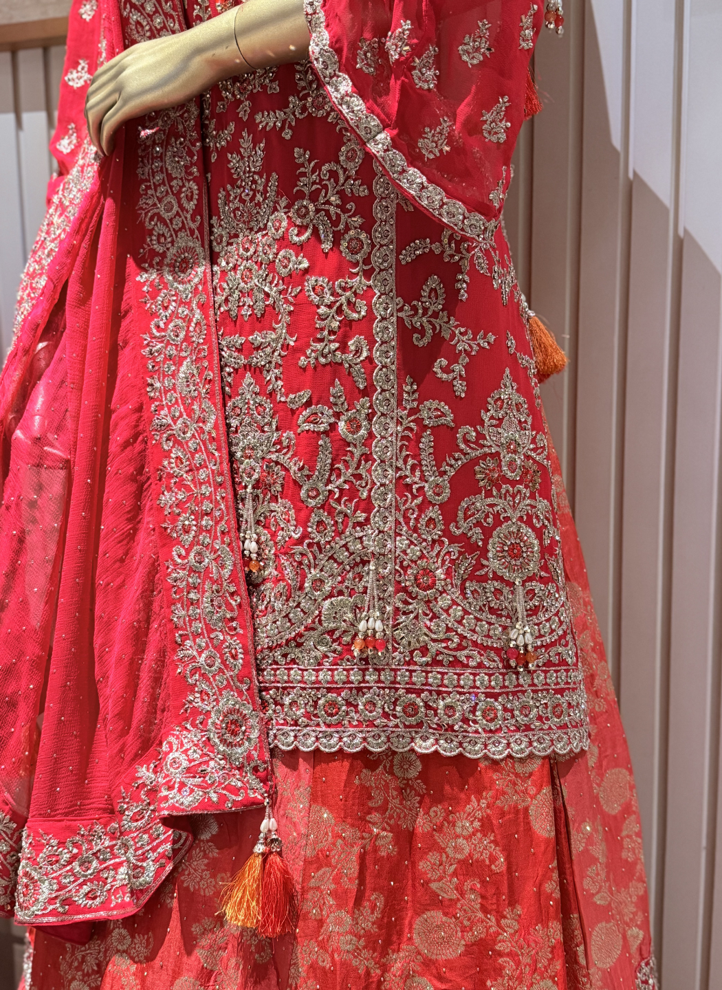 Ombre Crepe Silk Embroidered Kurta with Banarasi Sharara
