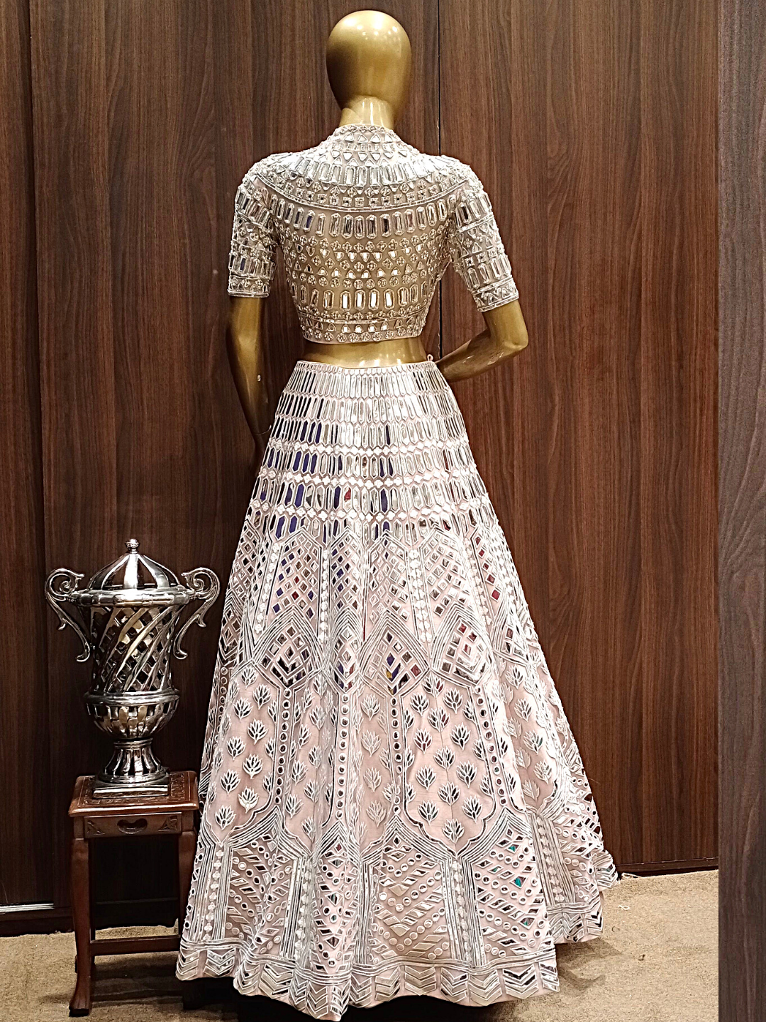Cocktail Pastel Lehenga Set With Heavy Hand Kundan Work