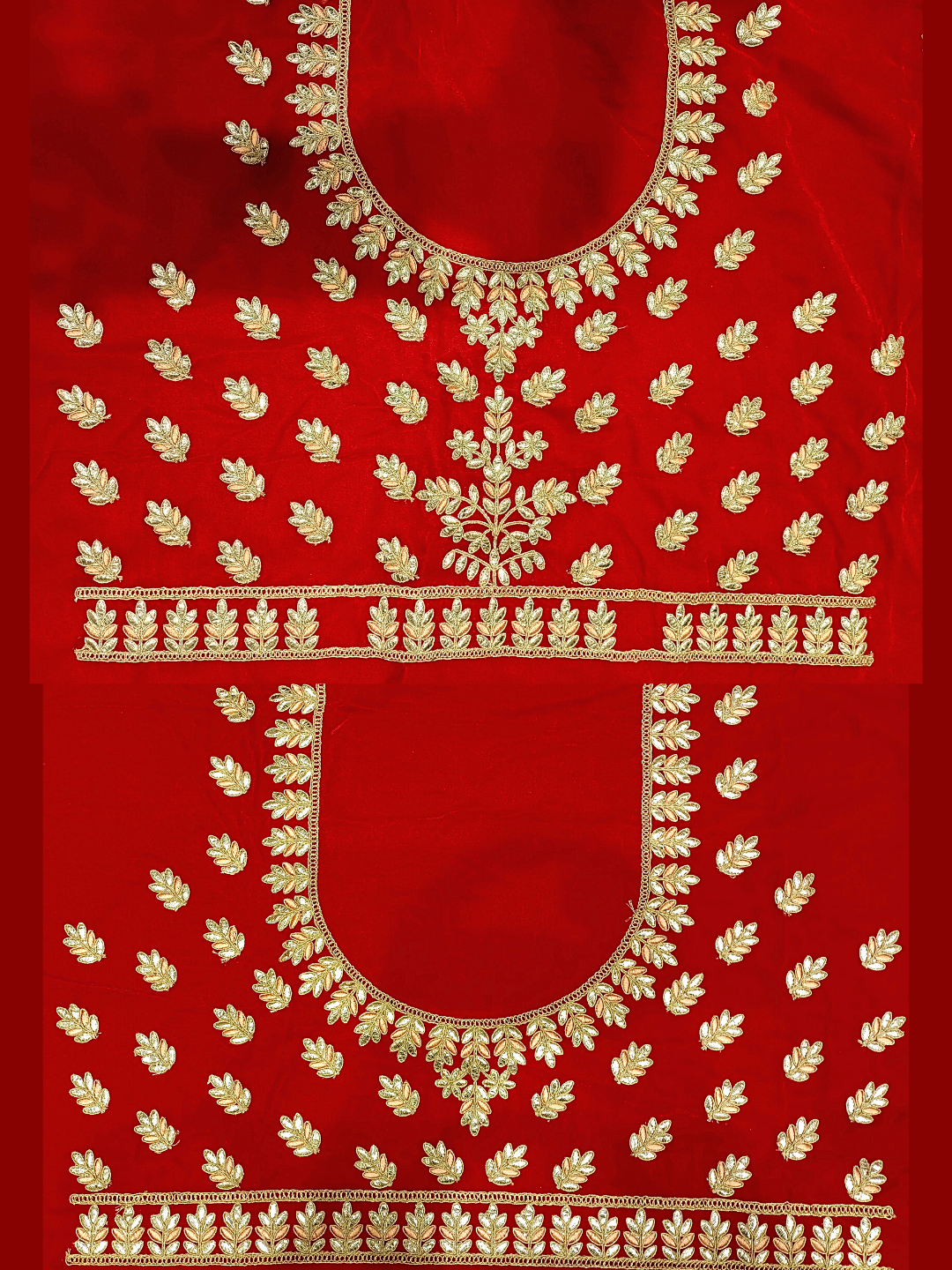 Heavy Ornate Semi-Stitched Bridal Lehenga with Gold Zari Embroidery and Contrast Embroidered Dupatta