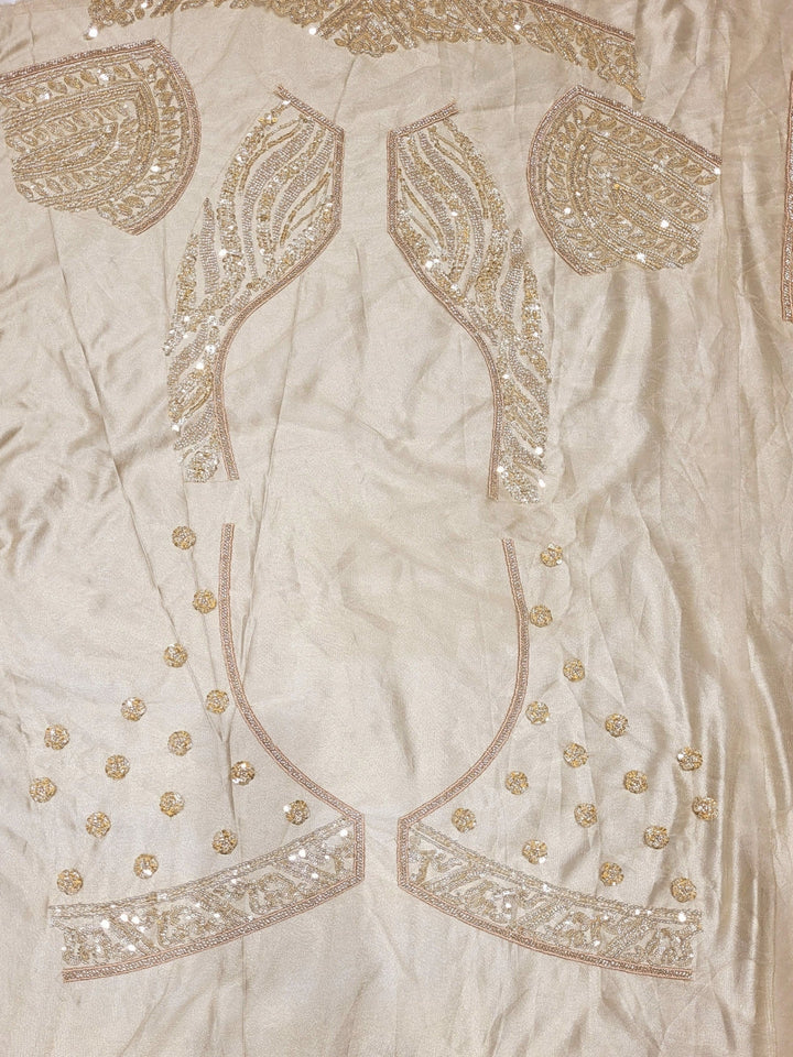 Golden Sequined Embroidered Net Lehenga with Floral and Zari Work
