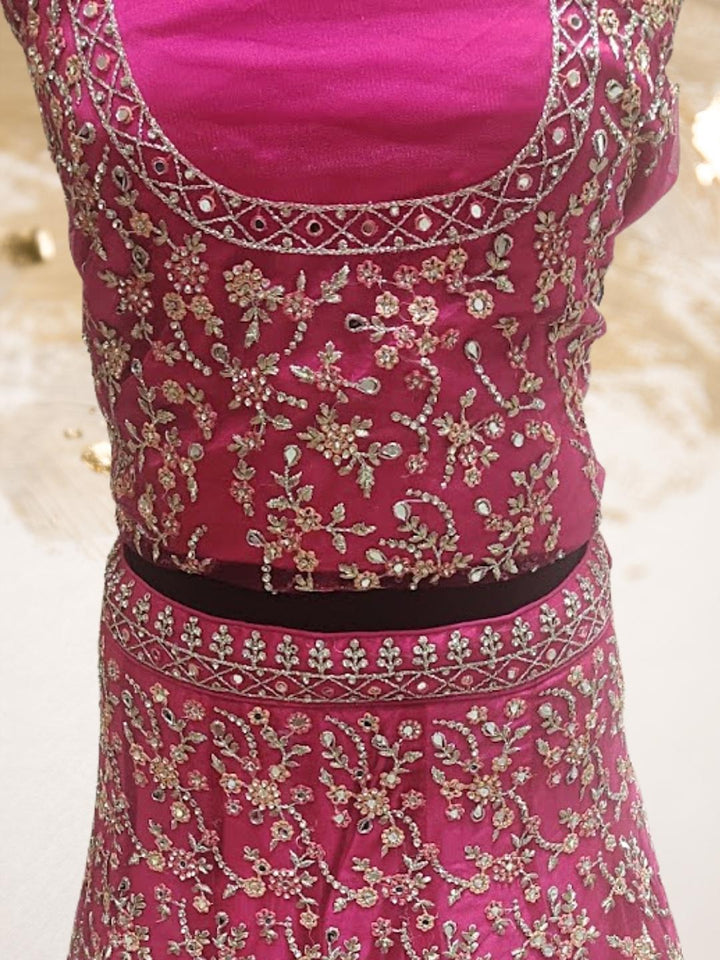 Pink Embroidered Mirror Work Bridal Lehenga Choli