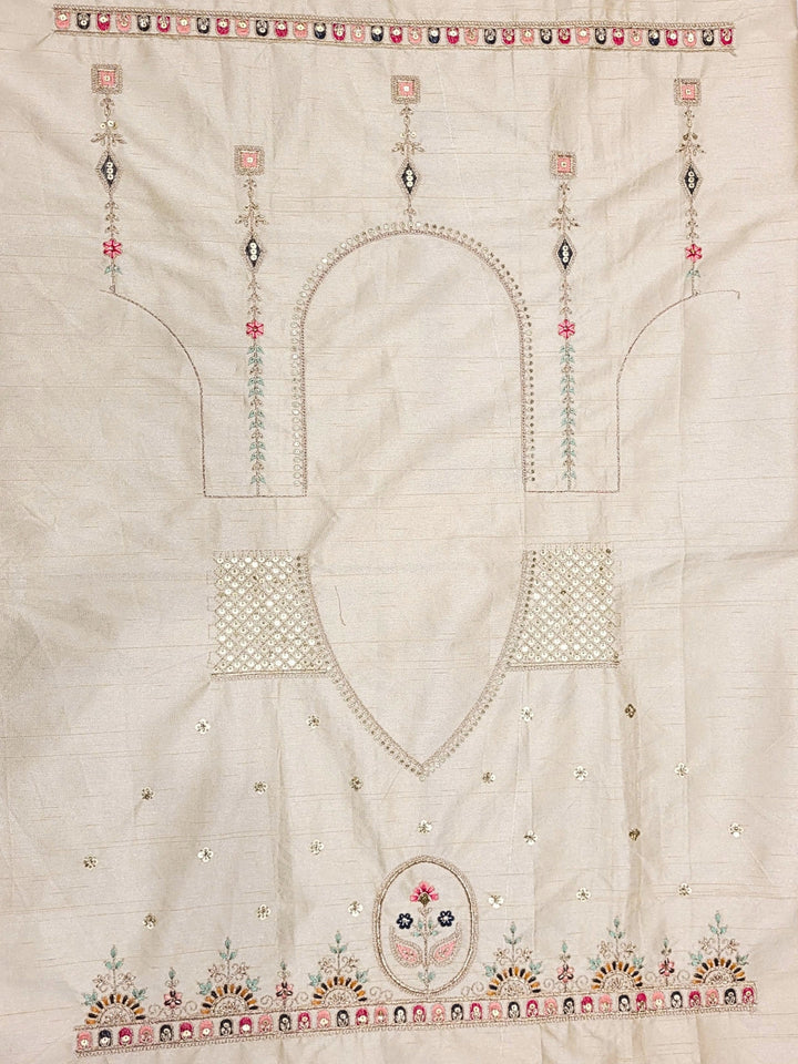 Ivory Orange Silk Lehenga with Pink Dupatta & Zari Embroidery Detailing