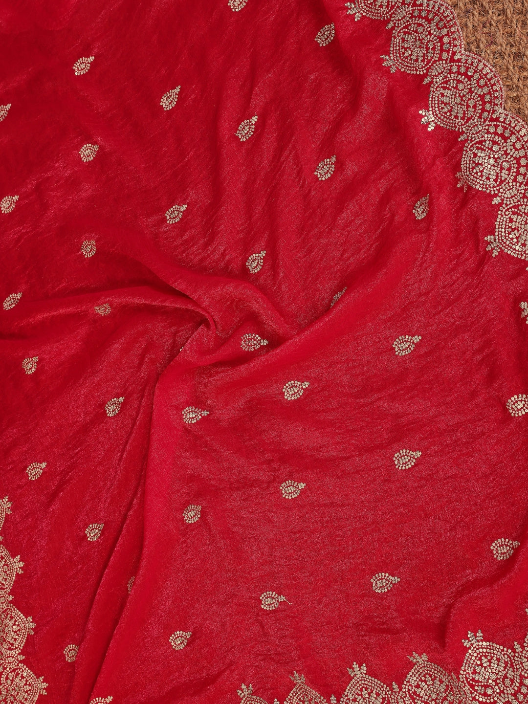 Embellished Saree with Heavy Scalloped Zari Border and Matching Embroidered Blouse