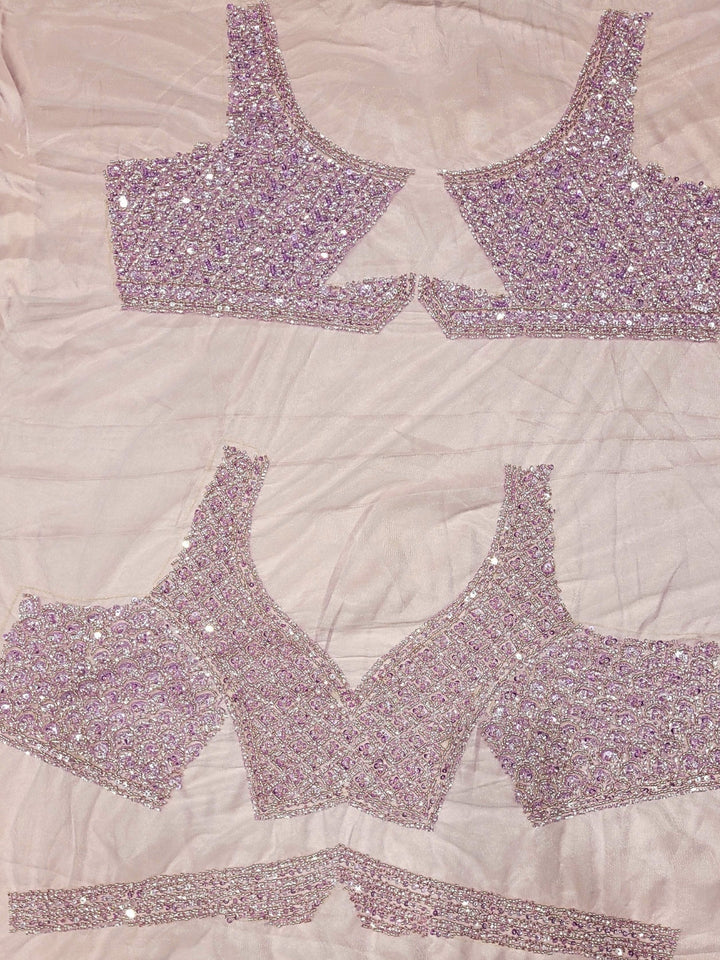 Sequins & Beads Embroidered Net Lehenga with Dupatta & unstitched Blouse