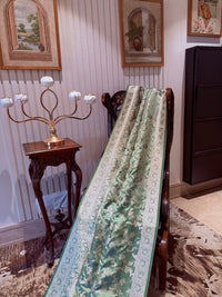 Sage Green Banarasi Art Silk Saree with Antique Gold Zari Floral Motifs & Brocade Border