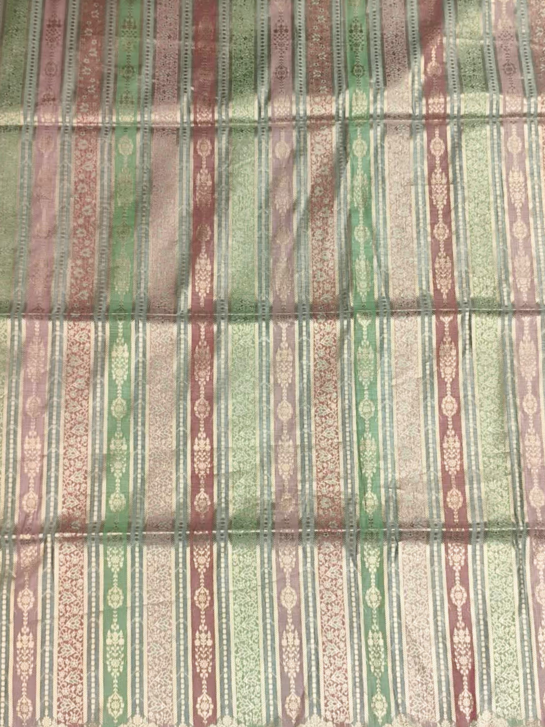 Banarasi Silk Unstitched Suit Set with Zari Border Dupatta in Pastel Multicolour