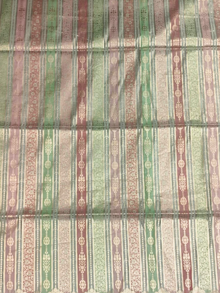 Banarasi Silk Unstitched Suit Set with Zari Border Dupatta in Pastel Multicolour