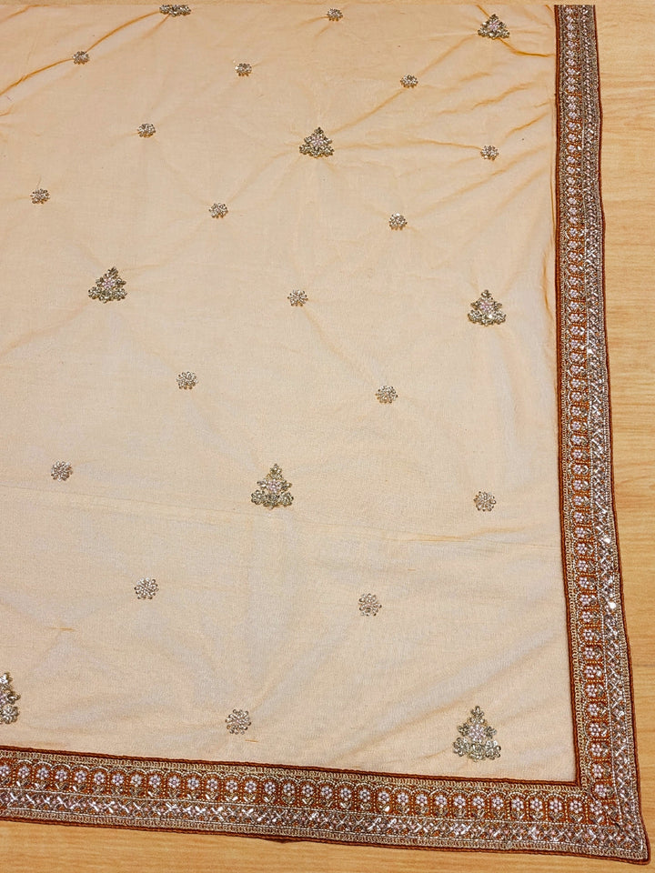 Zari, Mirror, Beads & Sequins Worked Embroidered Lehenga with unstitched blouse & Dupatta