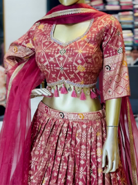 Banarasi Woven Lehenga Choli with Tassel Latkan in Maroon
